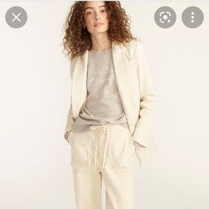 J. Crew Cashmere crew neck sweater with “Take Care” embroidery